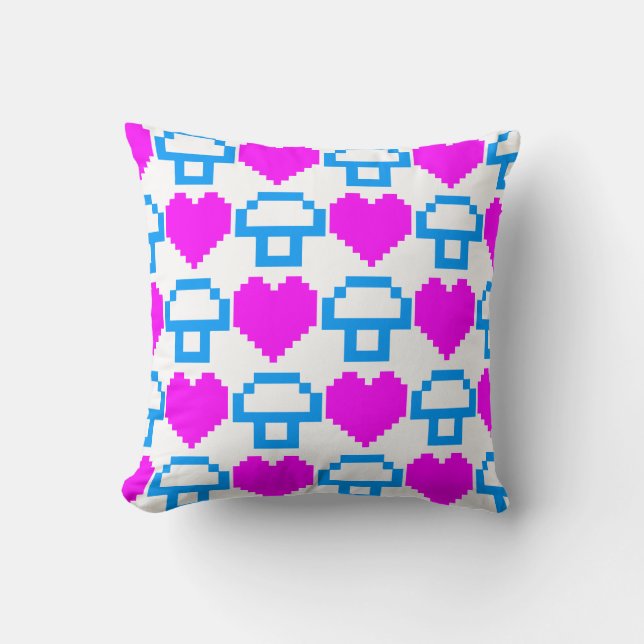 Corey Tiger 80s Retro Pixel Hjärtan Svamp Kudde (Framsida)