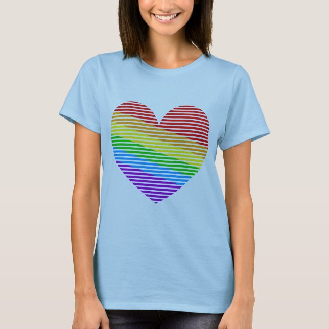 Corey Tiger 80s Retro Rainbow Rand Heart T-Shirt (Framsida)