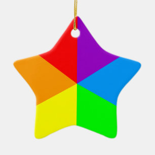 Corey Tiger 80s Retro Star Rainbow Wedges Julgransprydnad Keramik