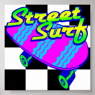 Corey Tiger 80s Retro Street Surfa Skateboard Poster