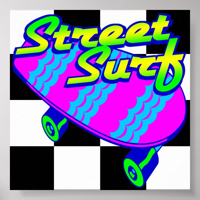 Corey Tiger 80s Retro Street Surfa Skateboard Poster (Framsidan)
