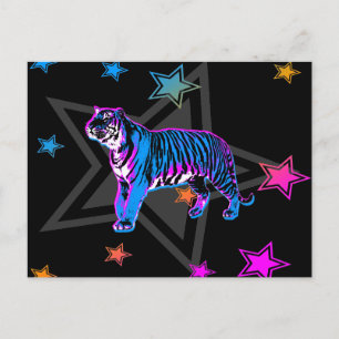 Corey Tiger 80's Retro Tiger & Stars Vykort