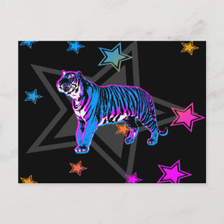 Corey Tiger 80's Retro Tiger & Stars Vykort