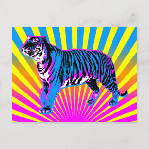 Corey Tiger 80s Retro Tiger Stigning Sol Vykort