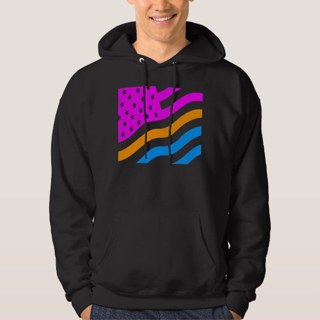 COREY TIGER '80s RETRO USA-FLAGG NEON Hoodie (Framsida)