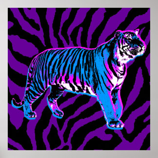 Corey Tiger 80s Retro Vintage Tiger Ränder Poster