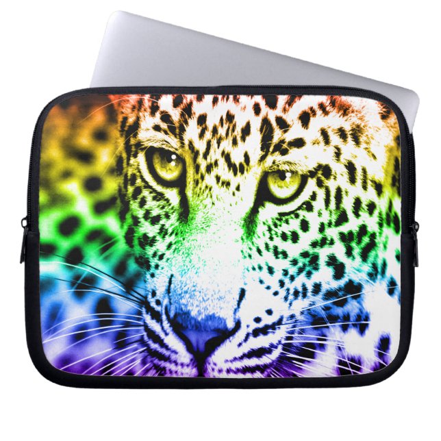Corey Tiger 80s Snö Leopard (Regnbåge) Laptop Sleeve (Framsidan)