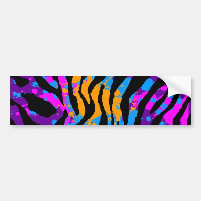 Corey Tiger 80s Splatter-målning Tiger-ränder Bildekal (Framsidan)