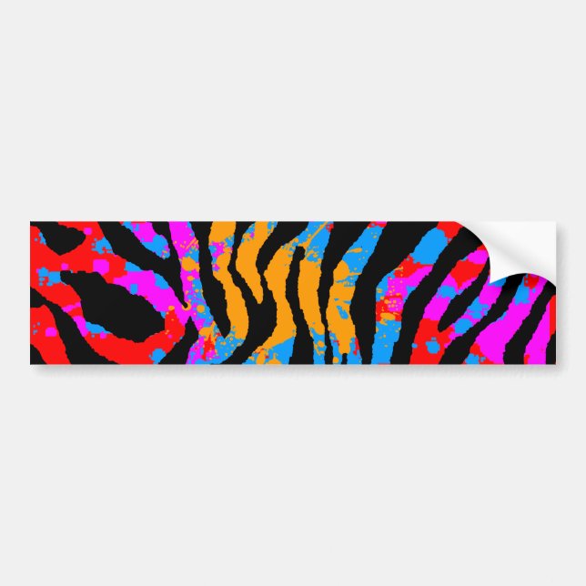 Corey Tiger 80s Splatter-målning Tiger-ränder Bildekal (Framsidan)
