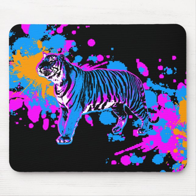 Corey Tiger 80s Tiger Paint Splatter Musmatta (Framsidan)