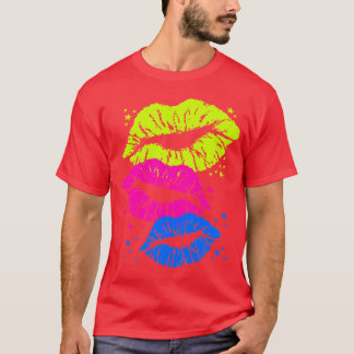 Corey Tiger 80s Vintage Läppar & Stjärnor Kyssar T Shirt