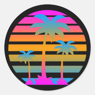 COREY TIGER RETRO SUNSET HANDFLATAN TRÄD RUNT KLISTERMÄRKE