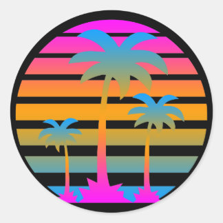 COREY TIGER RETRO SUNSET HANDFLATAN TRÄD RUNT KLISTERMÄRKE