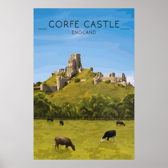 Corfe Castle Resemålningaffisch Poster (Framsidan)