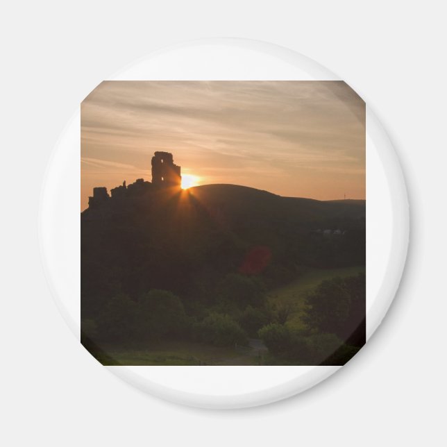 Corfe Castle Sunrise Magnet (Framsidan)