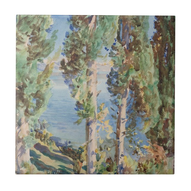 Corfu Cypresses av John Singer Sargent Kakelplatta (Framsidan)