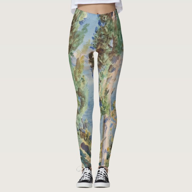 Corfu Cypresses av John Singer Sargent Leggings (Framsida)