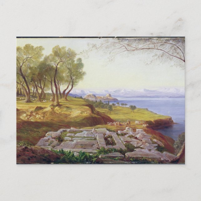 Corfu från uppstigningen, c.1856-64 (olja på vykort (Framsida)