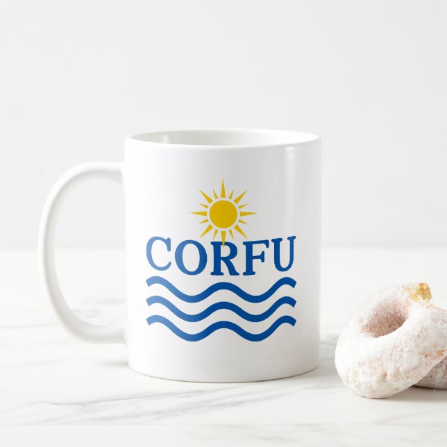CORFU Grekland, Sol Vinkarare Kaffemugg (Med munk)