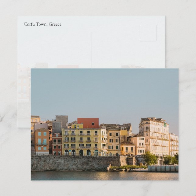 Corfu Old Town Venetian Wall sunset, Greece Vykort (Fram/baksida)