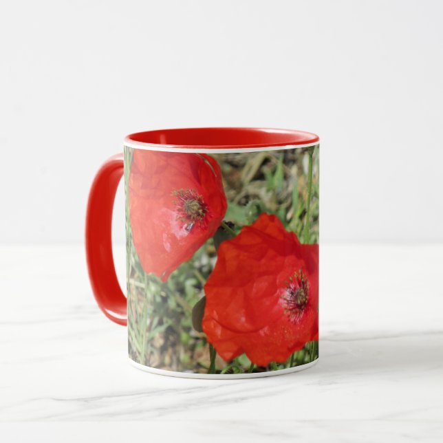 Corfu Red Poppies Mugg (Framsida vänster)