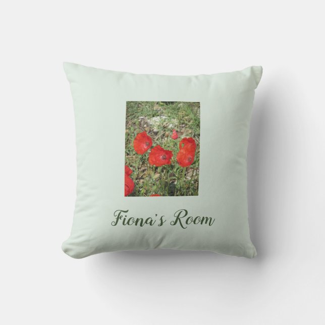 Corfu Red Poppies Personlig Cushion Kudde (Framsida)
