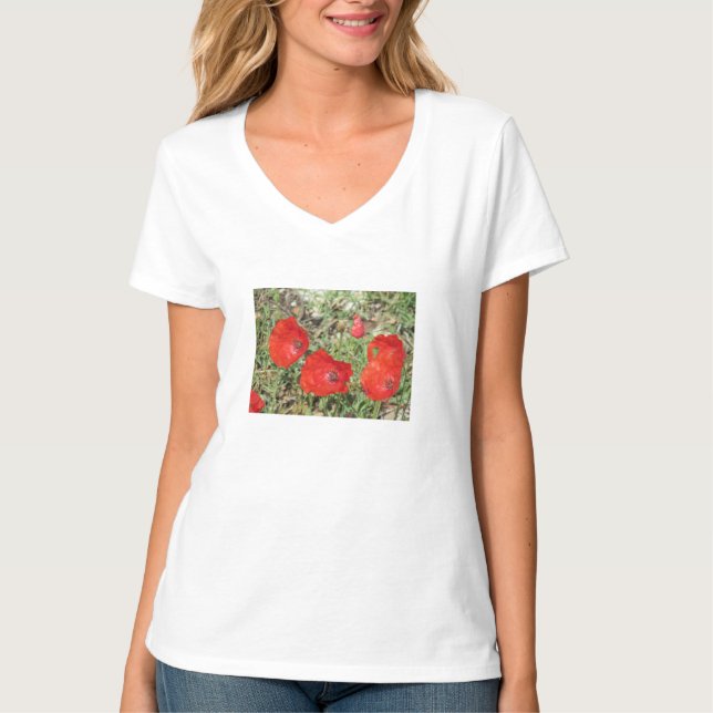 Corfu Red Poppies T Shirt (Framsida)
