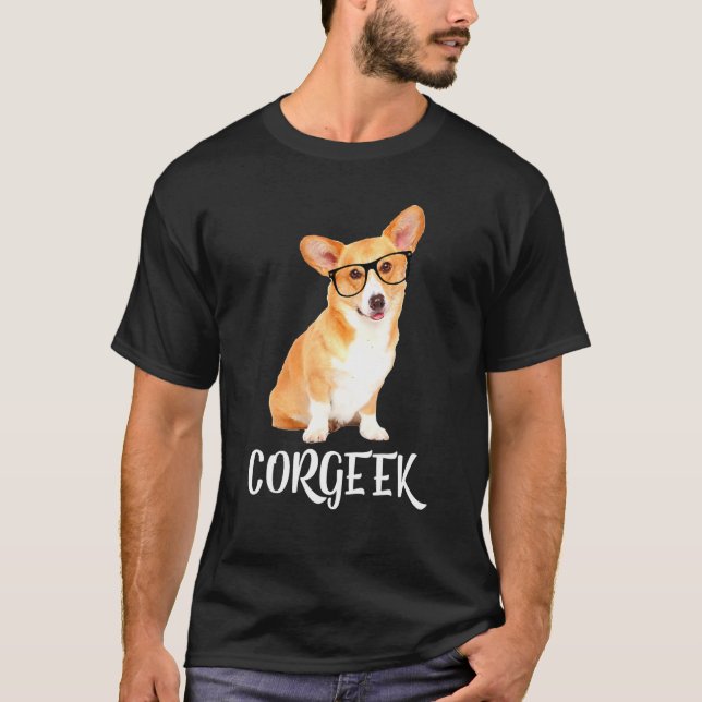 Corgeek Corgi Hund Geek T Shirt (Framsida)