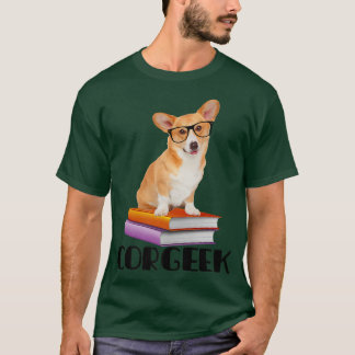 Corgeek Reading Bokar Geek Funny Corgi Hund älskar T Shirt