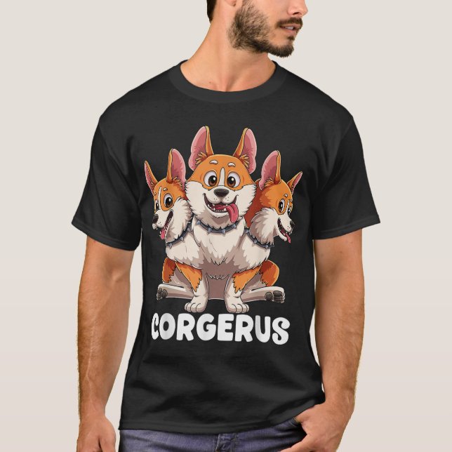 Corgerus Three Headed Corgi Hund Funny Grekiska My T Shirt (Framsida)