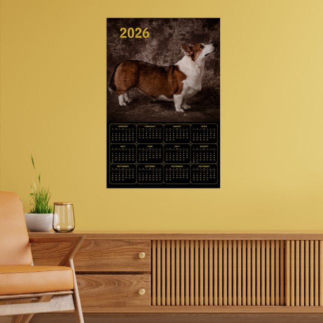 Corgi 2026 Väggkalender Poster (Vardagsrum 2)