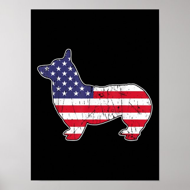 Corgi 4 juli USA flagga Amerika Patriotic USA Poster (Framsidan)