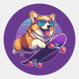 Corgi 80:s skater runt klistermärke