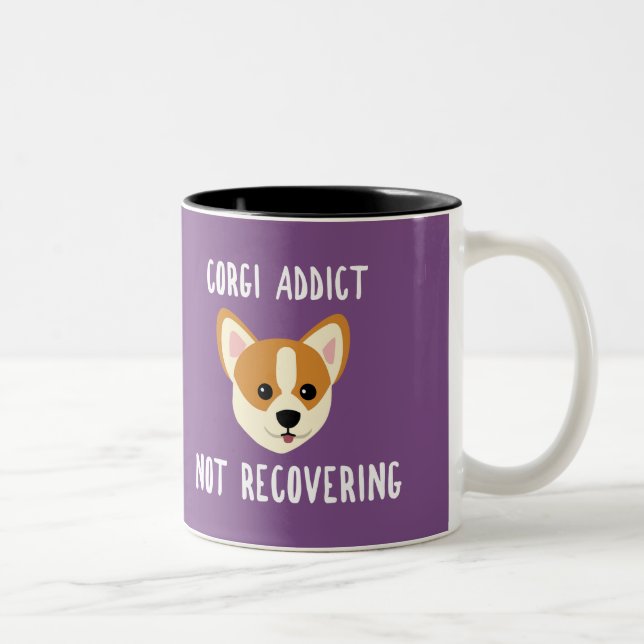 Corgi Addict not Recovering Två-Tonad Mugg (Höger)