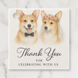 Corgi Akvarell Bröllop Tack Gåvor Etiketter