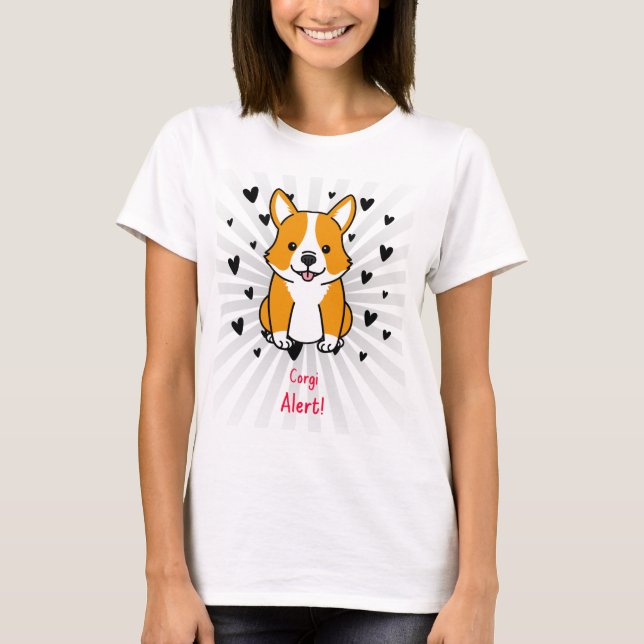 Corgi Alert!  söt T-Shirt (Framsida)
