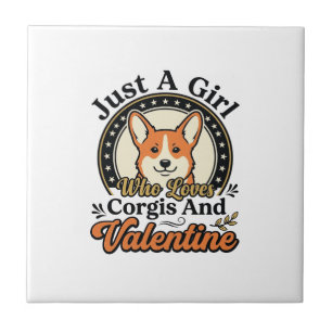 Corgi Alla hjärtans dag-design för hundälskare_1 Kakelplatta