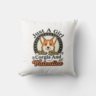 Corgi Alla hjärtans dag-design för hundälskare_1 Kudde
