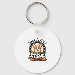 Corgi Alla hjärtans dag-design för hundälskare_1 Nyckelring