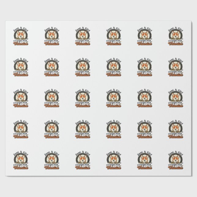 Corgi Alla hjärtans dag-design för hundälskare_1 Presentpapper (Platt)