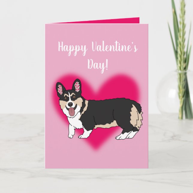 Corgi Alla Hjärtans Dag  Helgkort (Framsida)