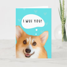 Corgi Alla hjärtans dag-kort Aqua