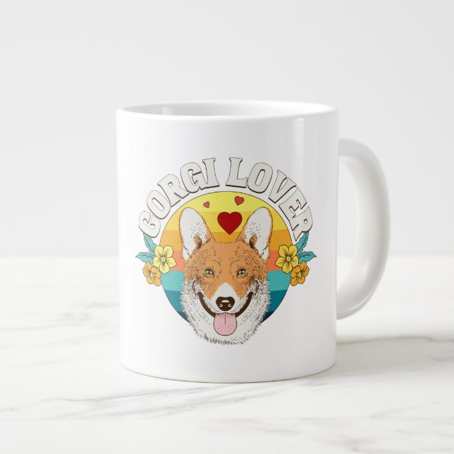 CORGI ÄLSKARE regnbåge Jumbo Mugg (Framsida höger)