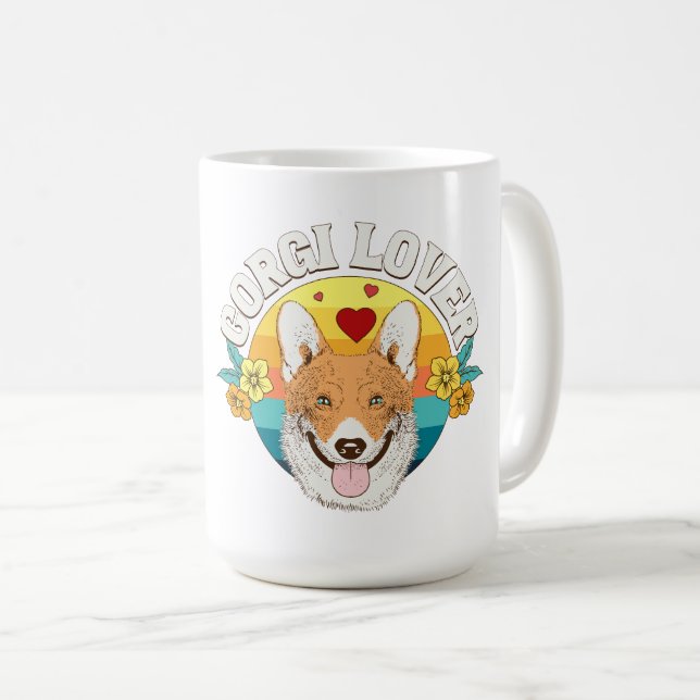 CORGI ÄLSKARE regnbåge Kaffemugg (Framsida höger)