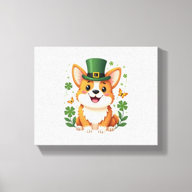Corgi Älskare Shamrock Lycklig St patricks day Canvastryck (Framsida)