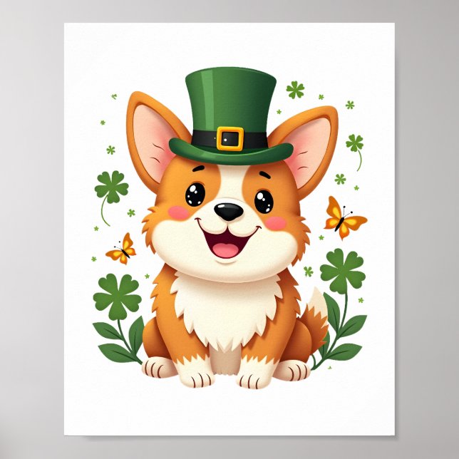 Corgi Älskare Shamrock Lycklig St patricks day Poster (Framsidan)