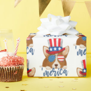 Corgi American Hat Patriotic Stars och stripes Presentpapper