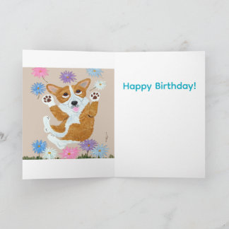 Corgi and Butterflies Happy Birthday! Kort