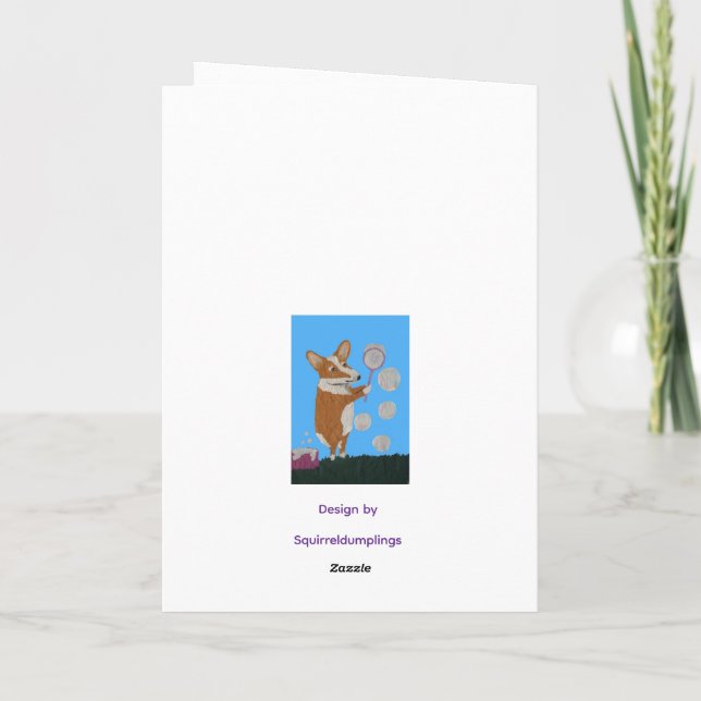 Corgi and Butterflies Happy Easter  Kort (Baksida)