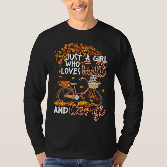 Corgi And Fall  Dog Owner Bicycle Thanksgiving T Shirt (Framsida)